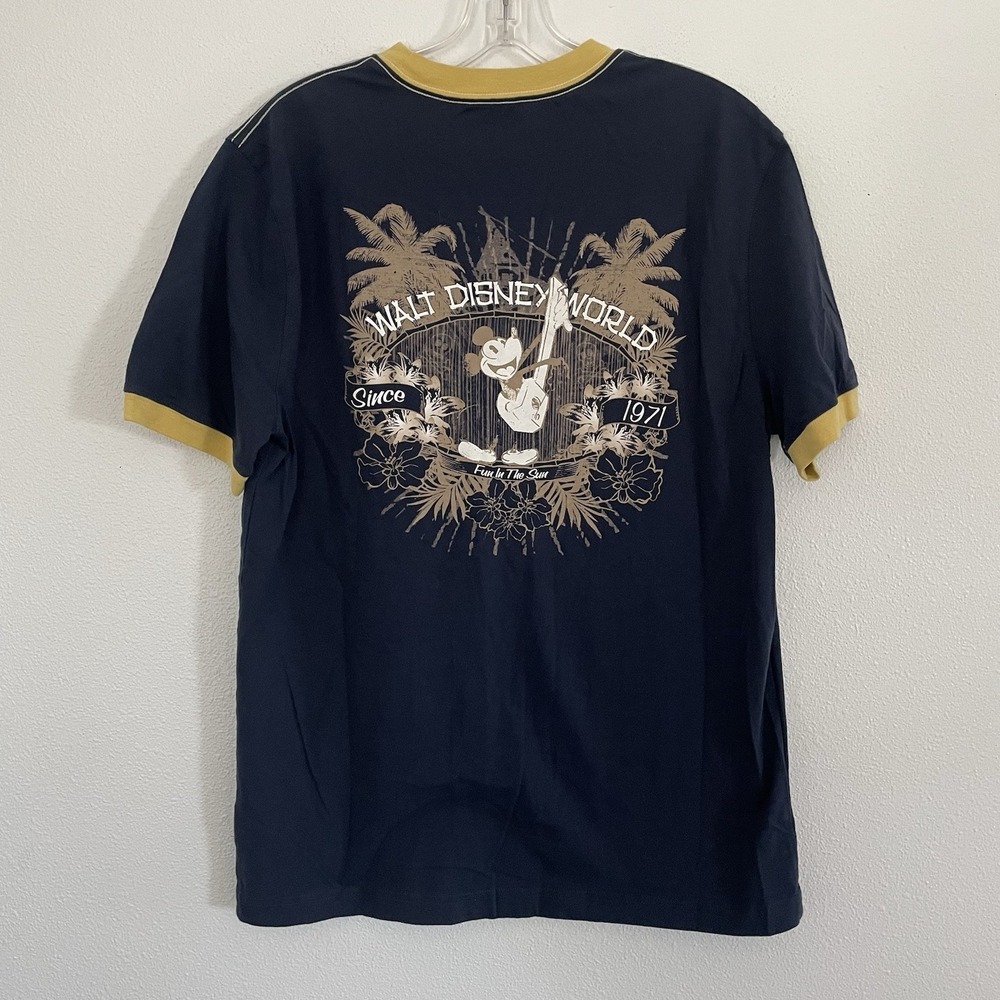 Walt Disney World Fun in the Sun Mickey Mouse Est 1971 Blue Ringer T-shirt Large